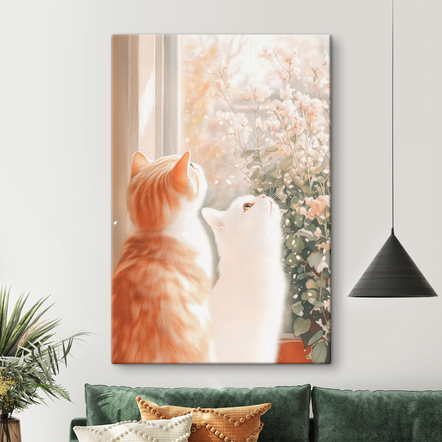 Two cats looking out a window