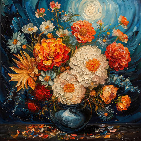 Painting of flowers in a vase