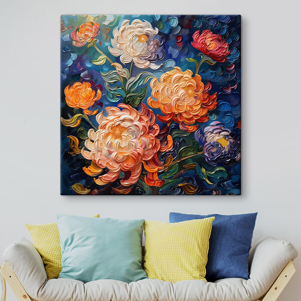 Quadri Dipinto di fiori su sfondo blu (COD: s40672) Quadri Quadri Dipinto di fiori su sfondo blu (COD: s40672)
