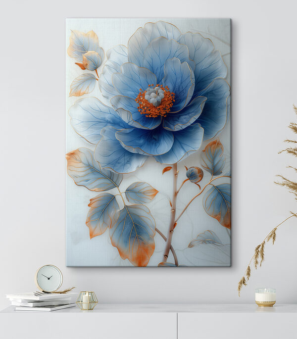 Blue flower with orange center Blue flower with orange center