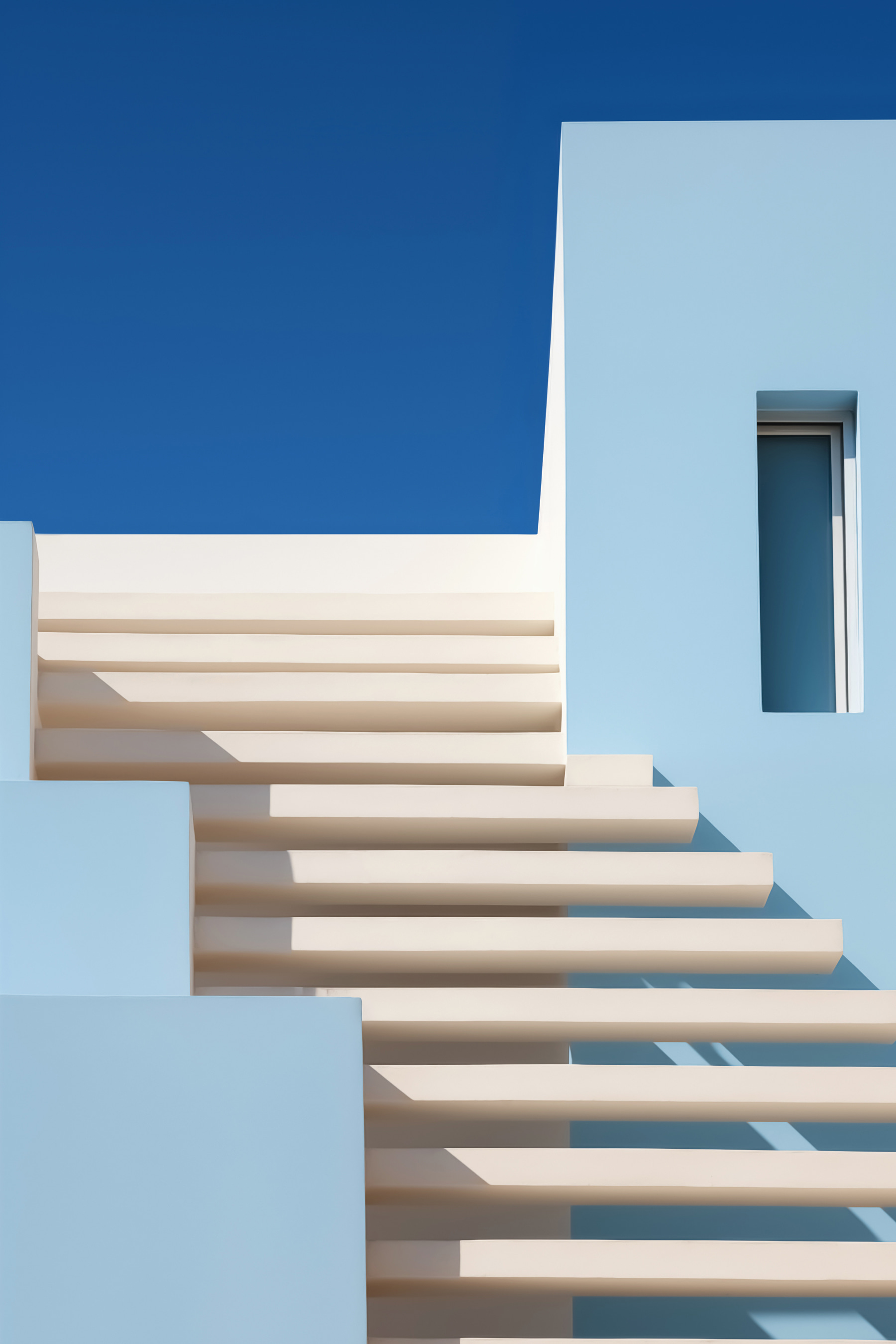 White stairs outside a building