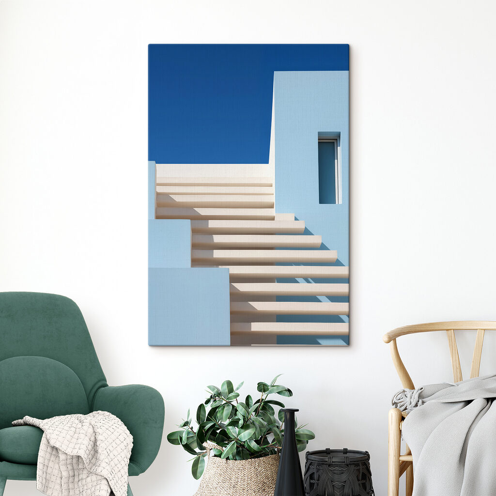 White stairs outside a building