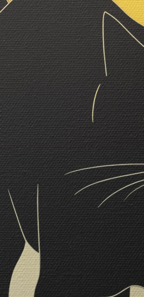 Black cat walking down a street