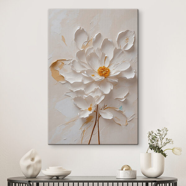 Quadri Fiore bianco con il centro giallo