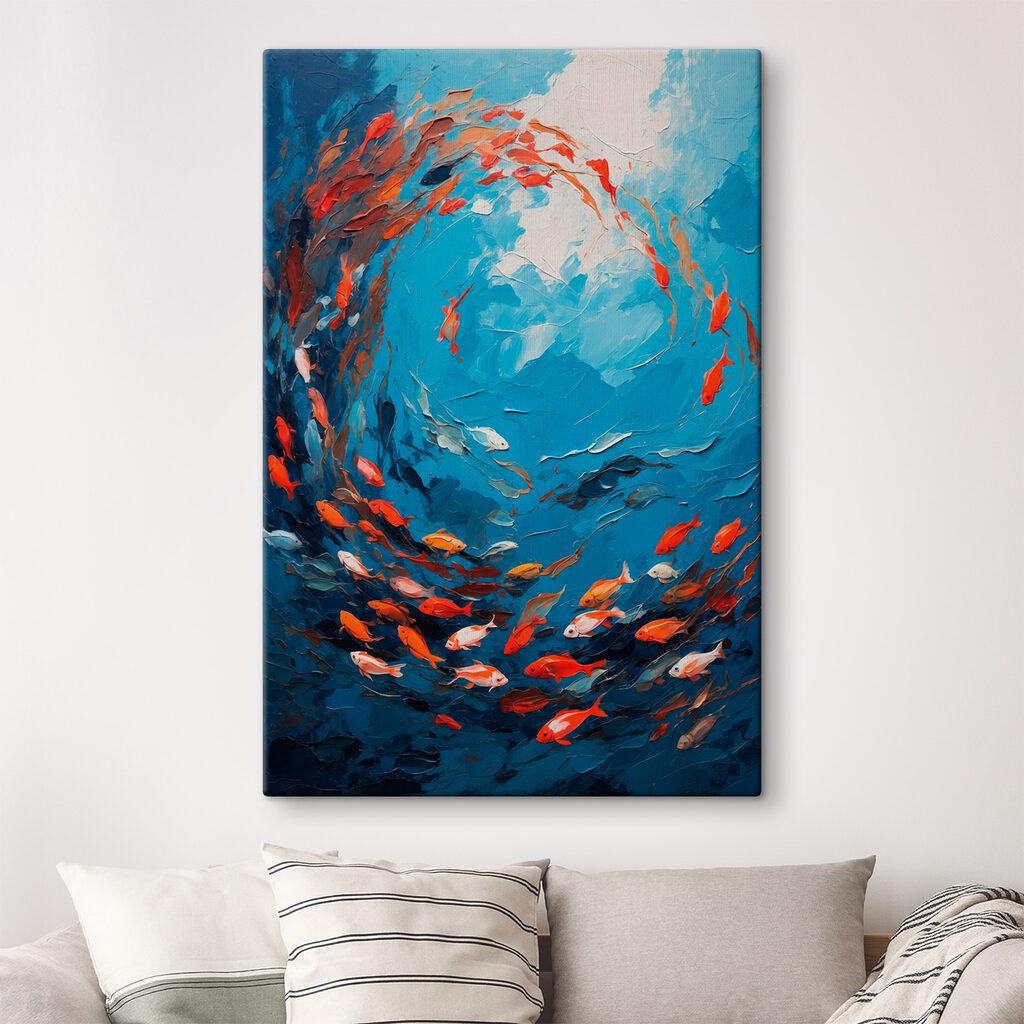 Painting of fish swimming in the water Painting of fish swimming in the water