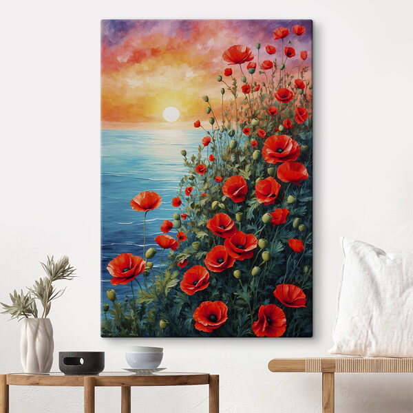Quadri Quadri Dipinto raffigurante fiori rossi e acqua (COD: s40637)
