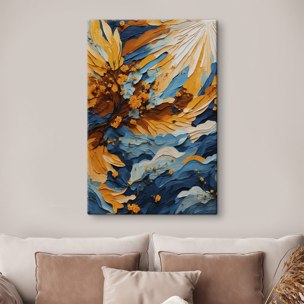 Painting of a tree with yellow flowers Painting of a tree with yellow flowers