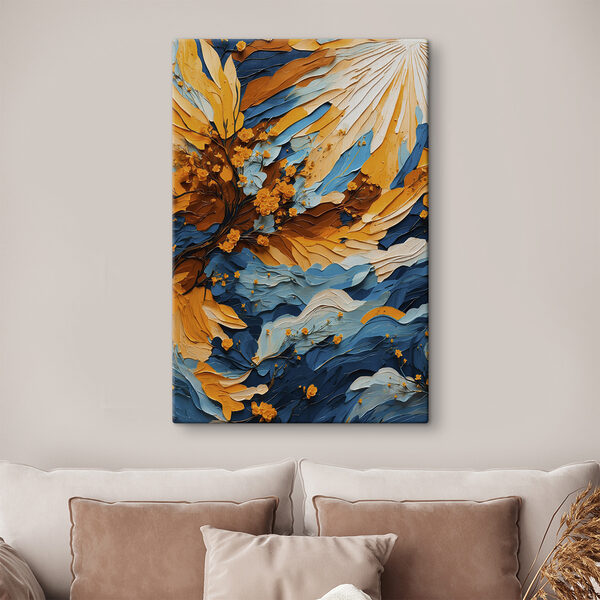 Painting of a tree with yellow flowers Painting of a tree with yellow flowers