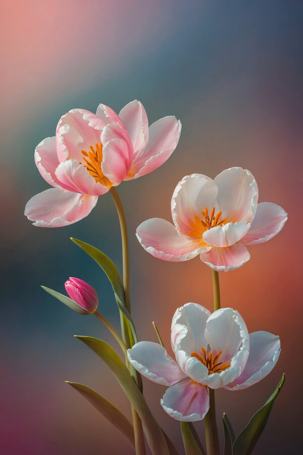 Group of pink and white flowers