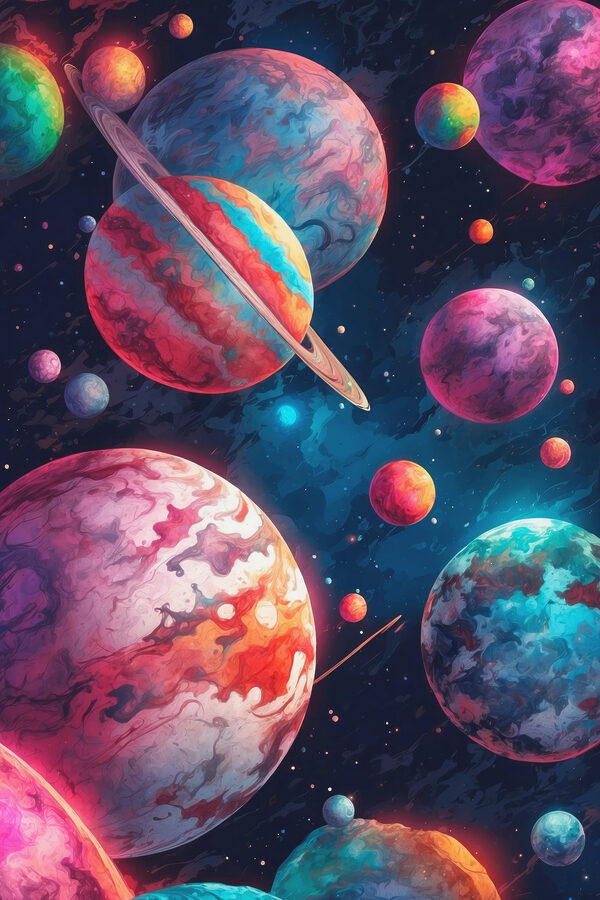 Colorful planets in space Colorful planets in space