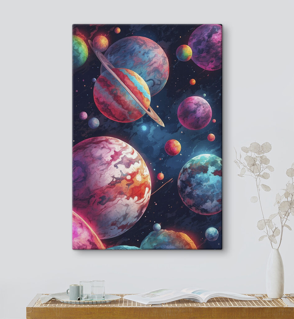 Colorful planets in space Colorful planets in space