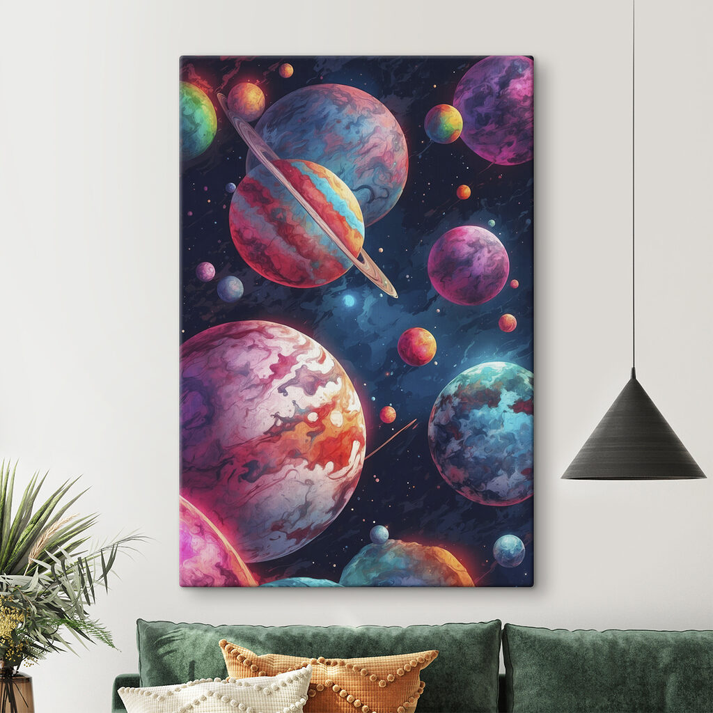 Colorful planets in space Colorful planets in space