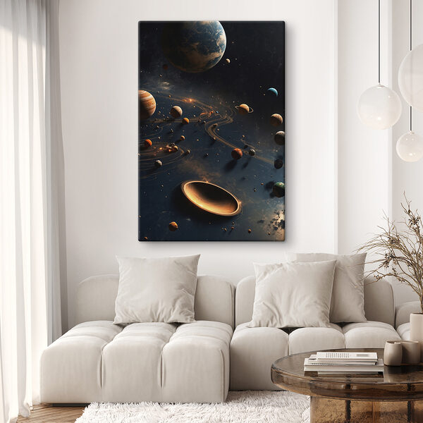 Planets in space with planets and stars