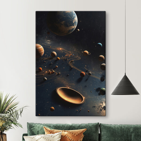 Planets in space with planets and stars