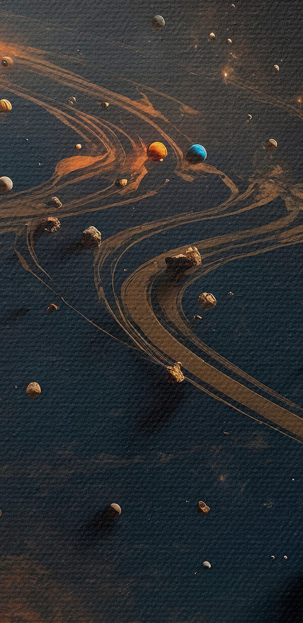 Planets in space with planets and stars