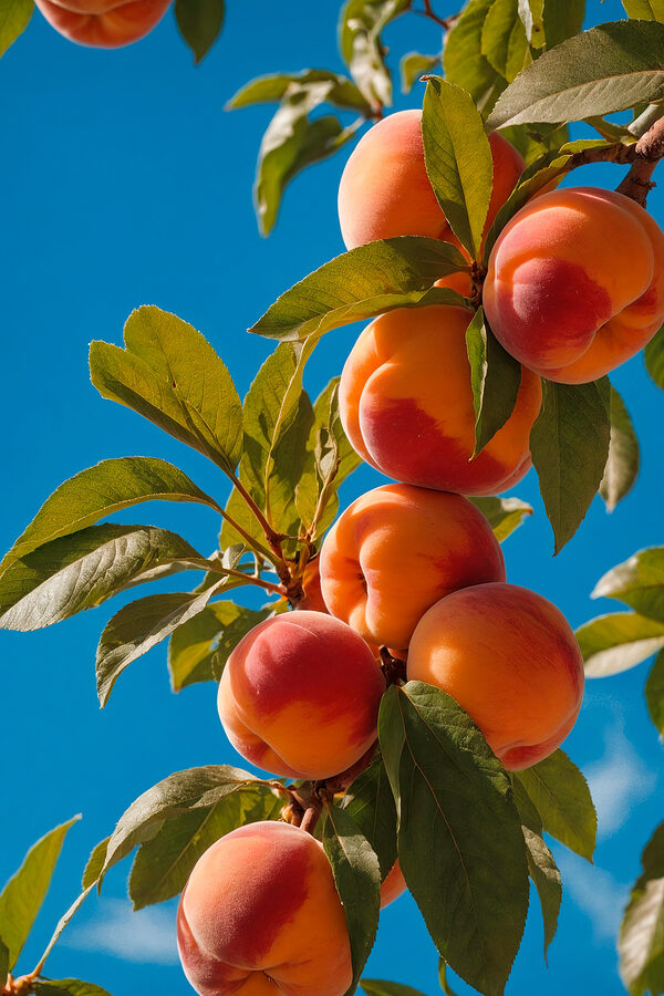 Group of peaches on a tree Group of peaches on a tree