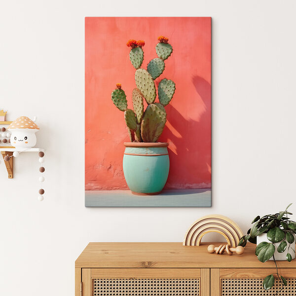 Quadri Quadri Cactus in vaso appoggiato al muro (COD: s40800)