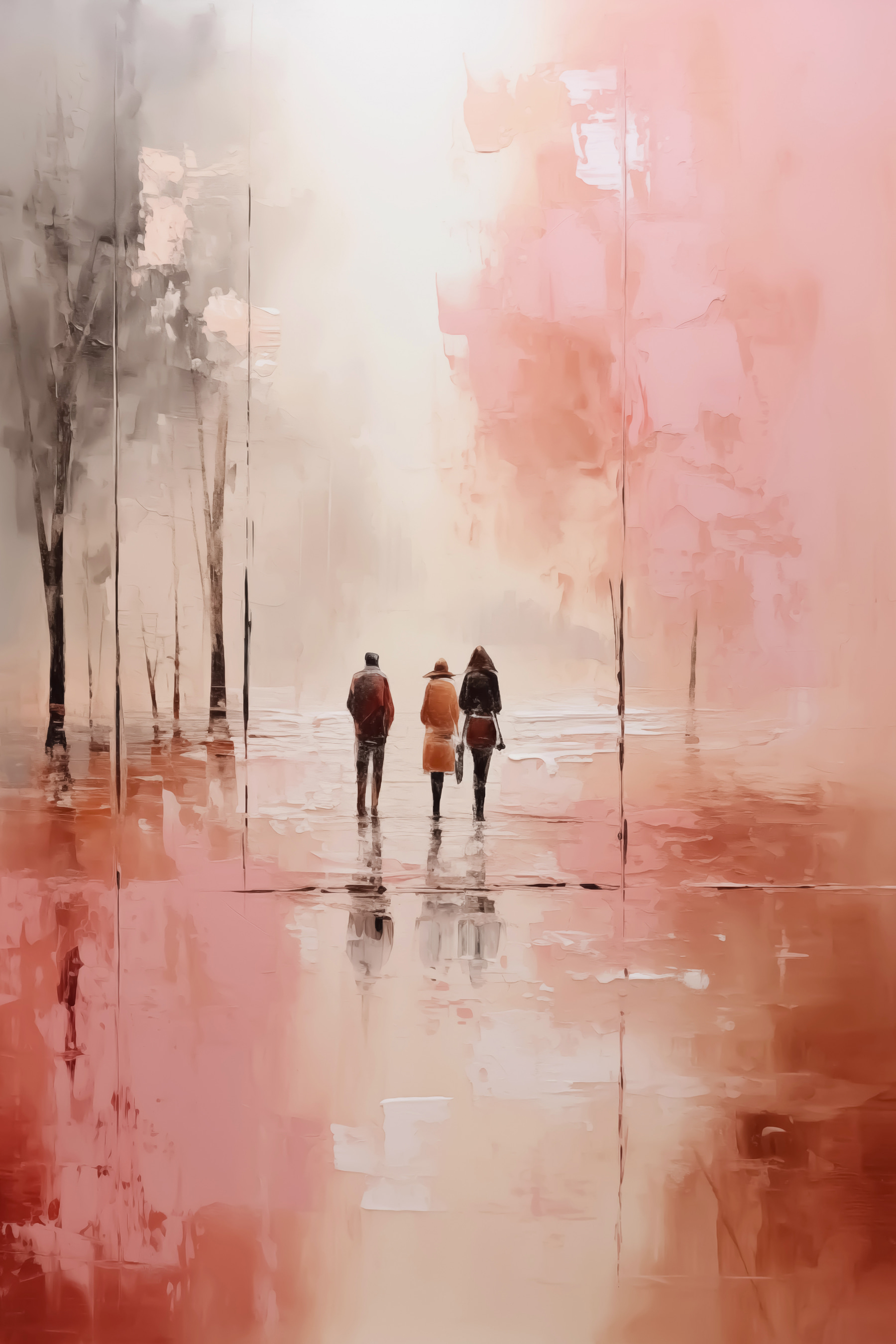 Group of people walking on a wet street