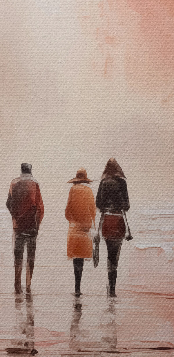 Group of people walking on a wet street