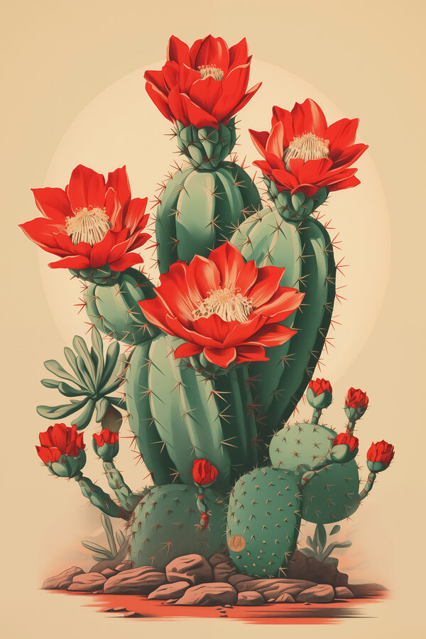 Cactus with red flowers Cactus with red flowers