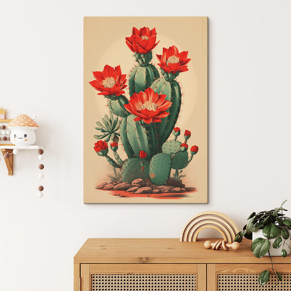 Quadri Quadri Cactus con fiori rossi (COD: s40806)