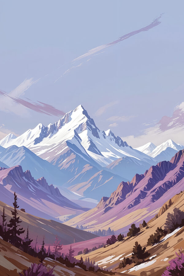 Mountain range with trees and mountains in the background Mountain range with trees and mountains in the background