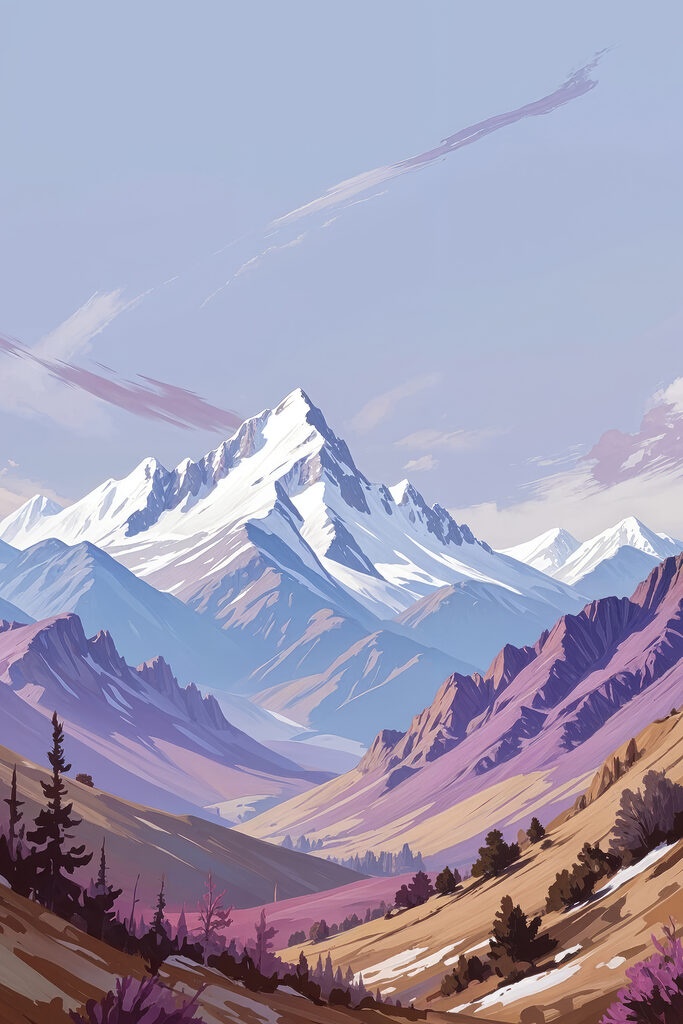 Mountain range with trees and mountains in the background Mountain range with trees and mountains in the background