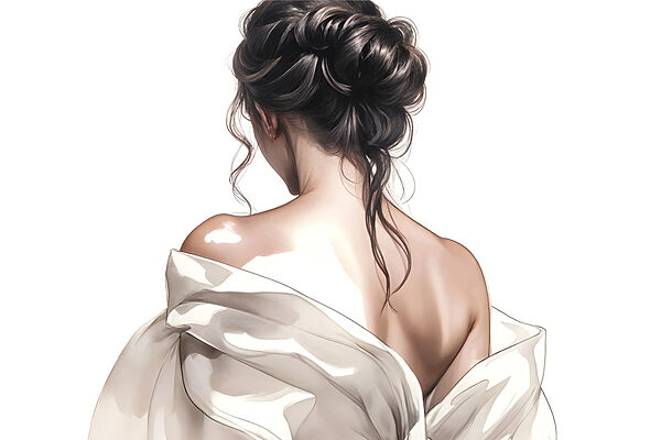 Woman with her hair pulled back
