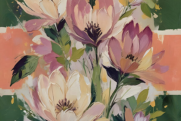 Painting of flowers on a canvas Painting of flowers on a canvas