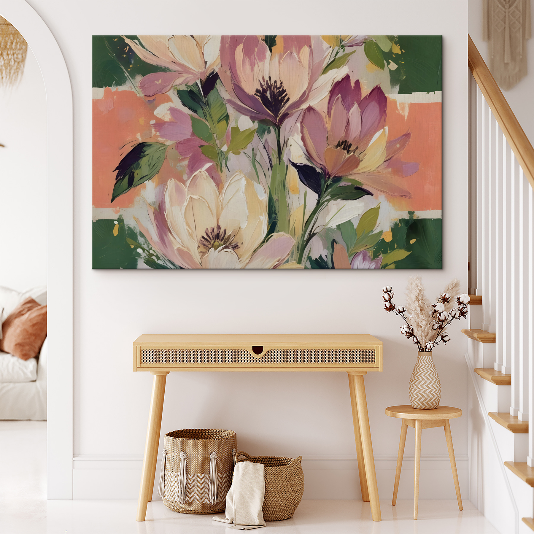 Painting of flowers on a canvas Painting of flowers on a canvas