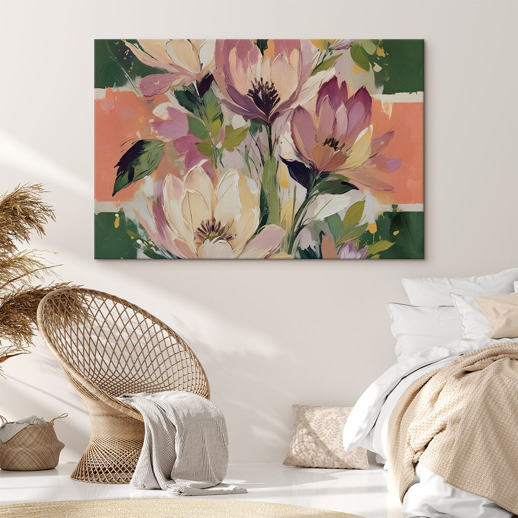 Painting of flowers on a canvas Painting of flowers on a canvas
