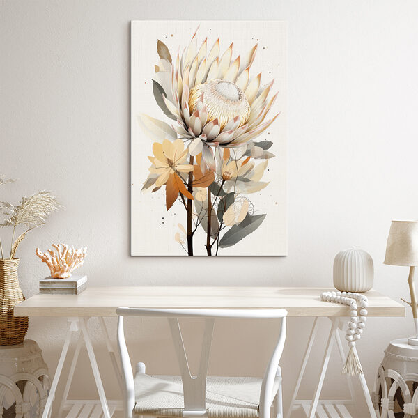 Quadri Quadri Fiore con foglie e un fiore bianco (COD: s40817)
