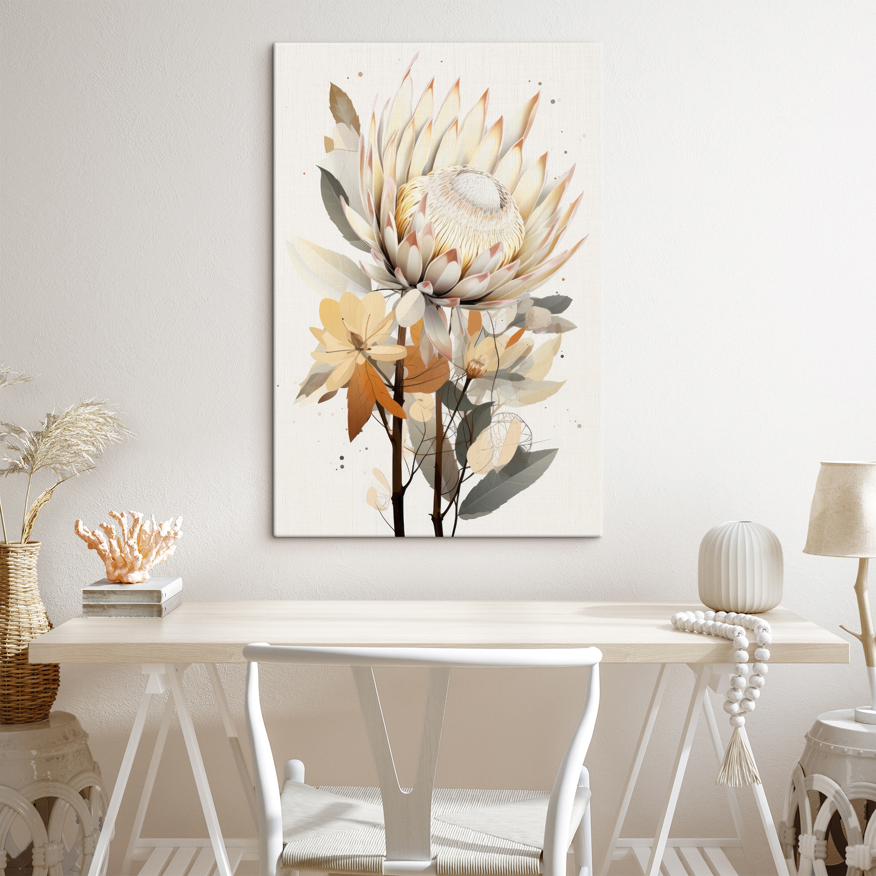 Flower with leaves and a white flower Flower with leaves and a white flower