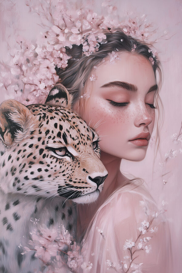 Woman with a cheetah Woman with a cheetah