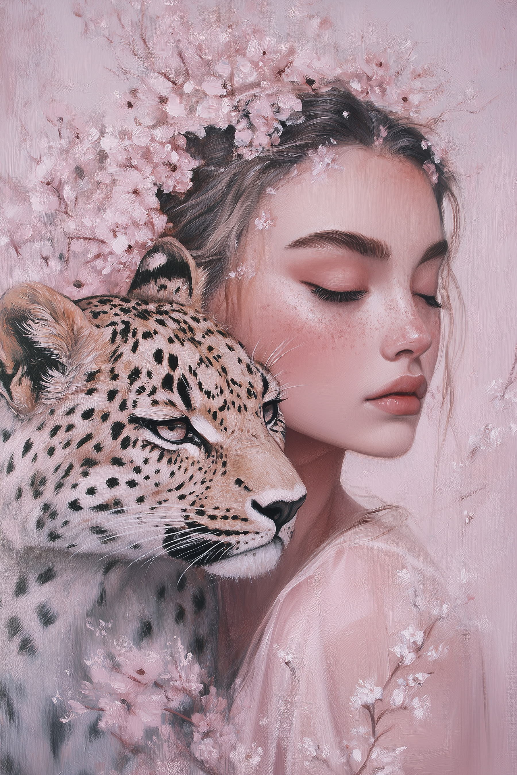 Woman with a cheetah Woman with a cheetah