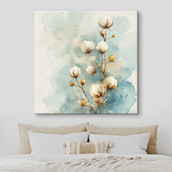 Quadri Quadri Acquerello di fiori di cotone (COD: s40780)