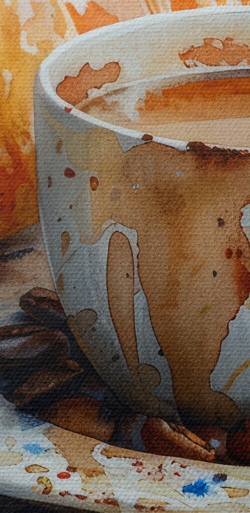 Watercolor of a cup of coffee and a croissant Watercolor of a cup of coffee and a croissant