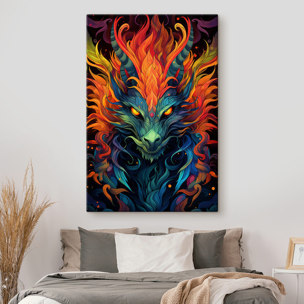 Colorful dragon with horns