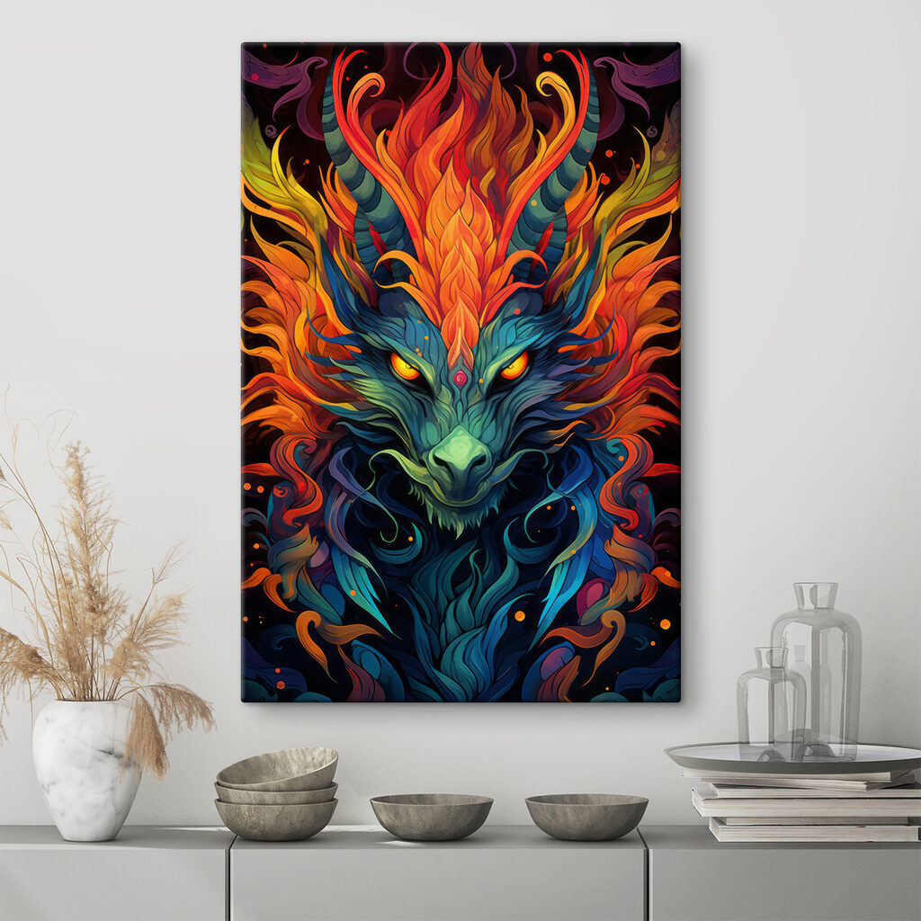 Colorful dragon with horns