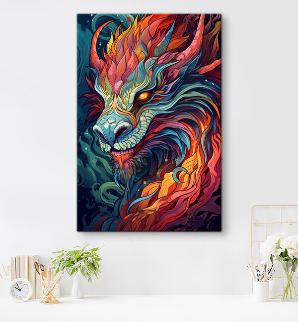 Quadri Un'opera d'arte colorata raffigurante un drago (COD: s40835) Quadri Quadri Un'opera d'arte colorata raffigurante un drago (COD: s40835)