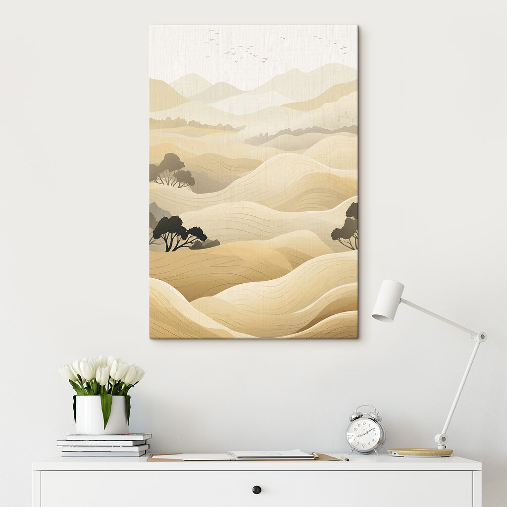 Landscape of hills with trees