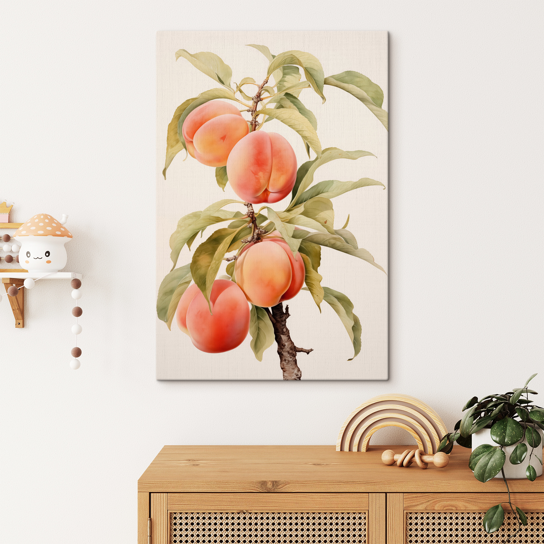 Branch of peaches with leaves Branch of peaches with leaves