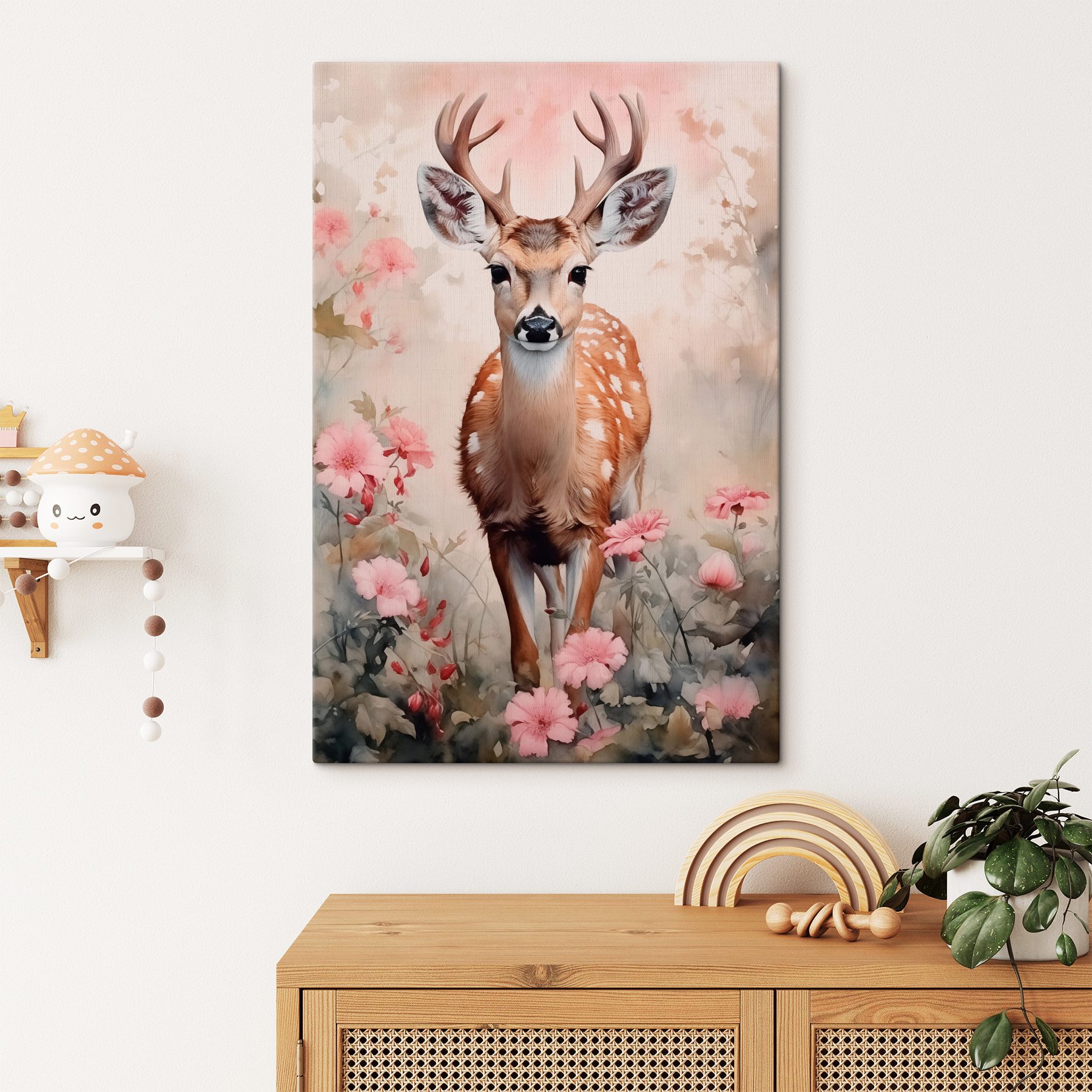 Deer in a field of flowers