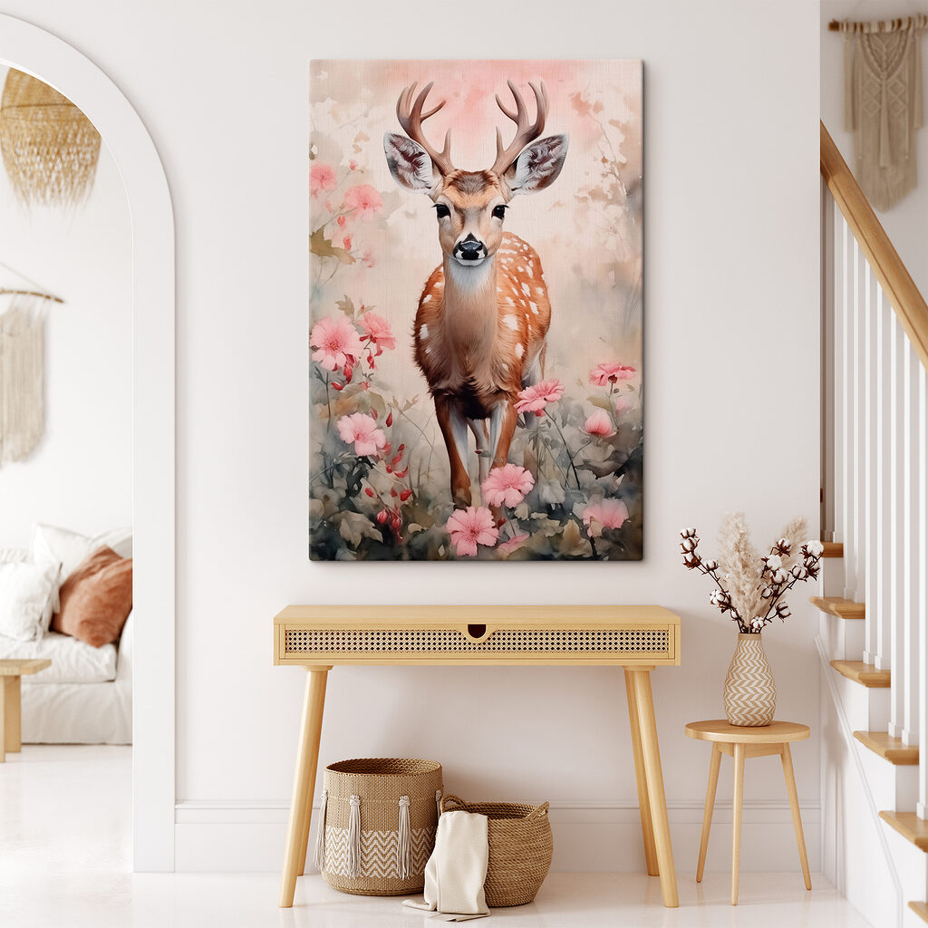 Deer in a field of flowers