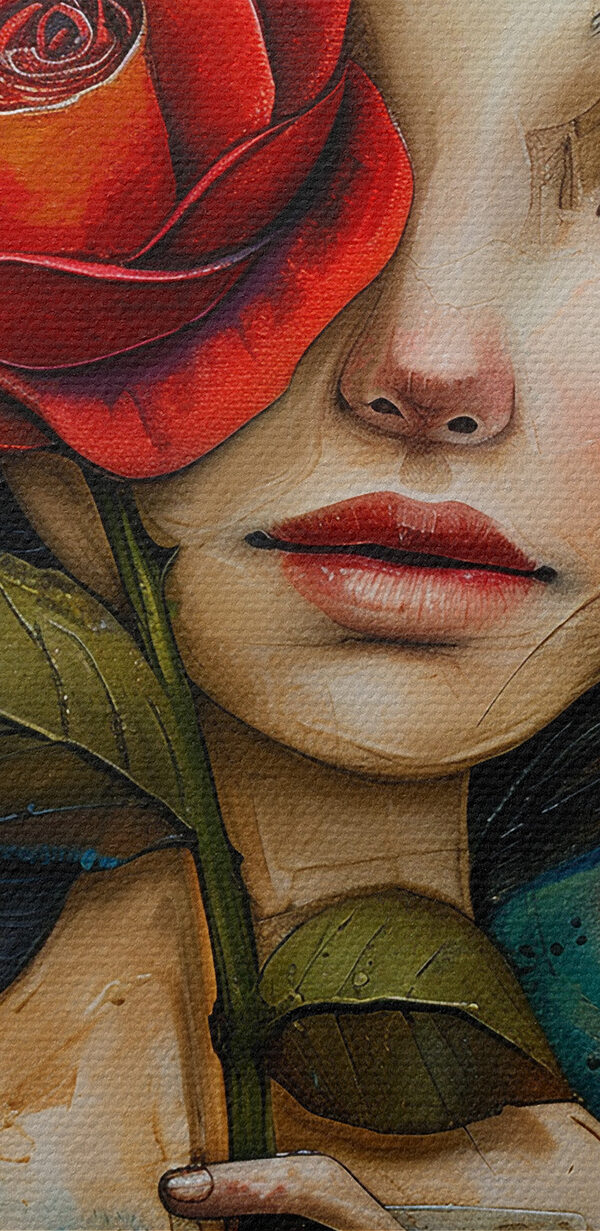 Painting of a girl holding a rose Painting of a girl holding a rose