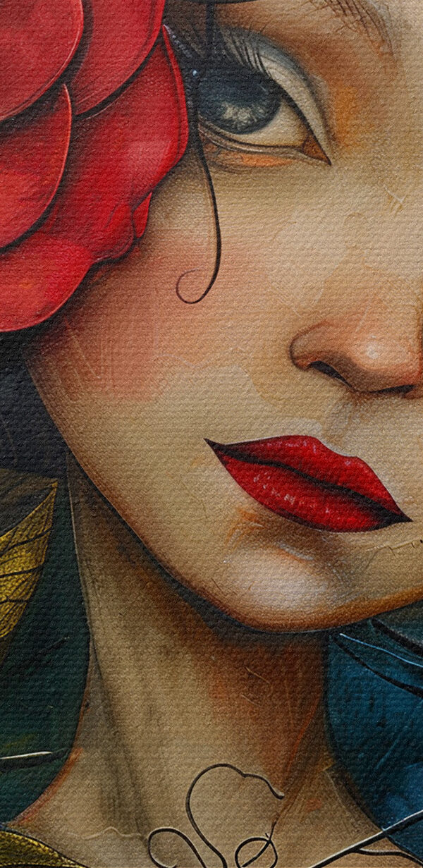 Painting of a girl holding a rose Painting of a girl holding a rose
