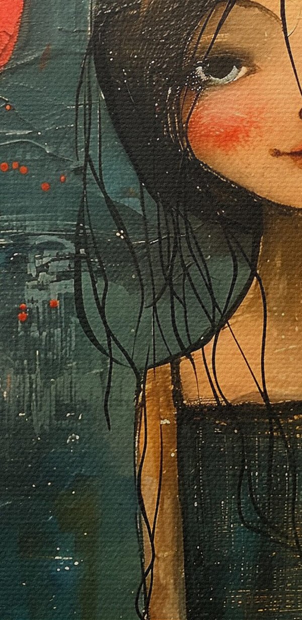 Painting of a girl holding a flower Painting of a girl holding a flower