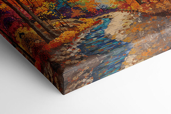 Painting of a river running through a forest Painting of a river running through a forest
