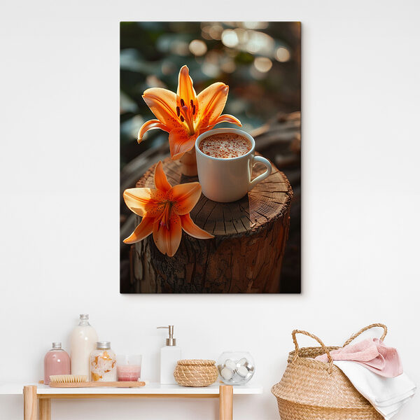 Quadri Quadri Una tazza di caffè e fiori d'arancio (COD: s40909)