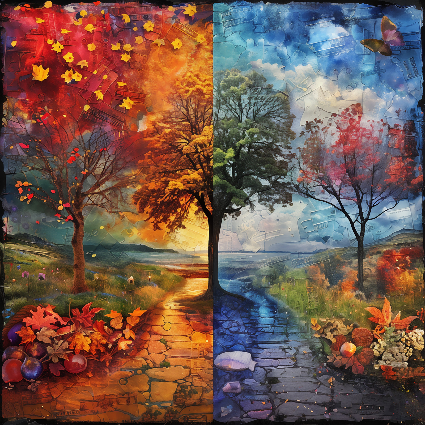 Painting of a tree and a path